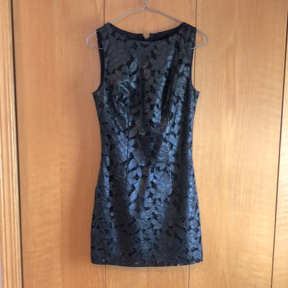 Bebe Black Leatherette Mini Dress, Size 0
